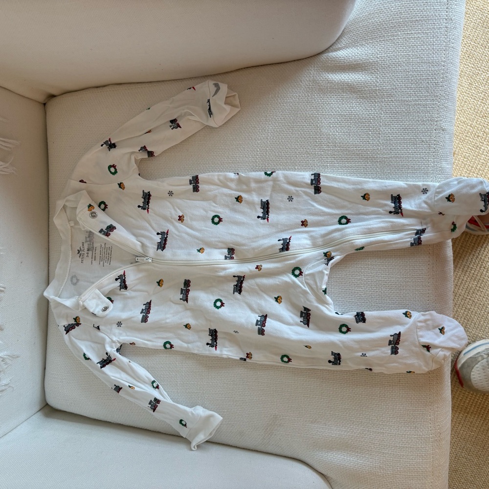White Train Print Kids Pajama Set